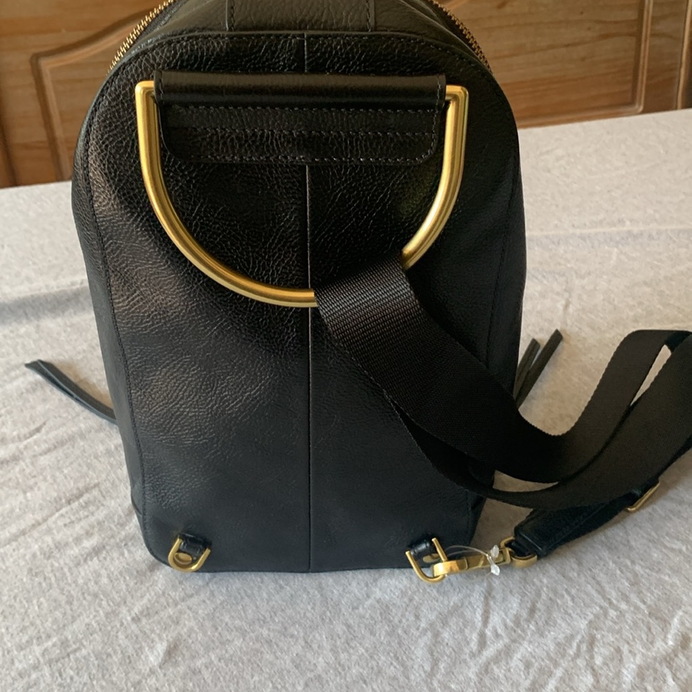 Fossil Black Leather sling/ Backpack with Gold Accents - Picture 4 of 12